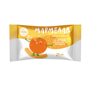 Мармелад двухслойный со вкусами апельсина и пломбира 21 г