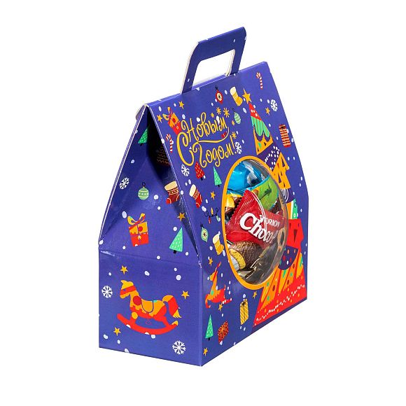 Сладкий новогодний подарок Снежный шар синий (игрушка на елку)